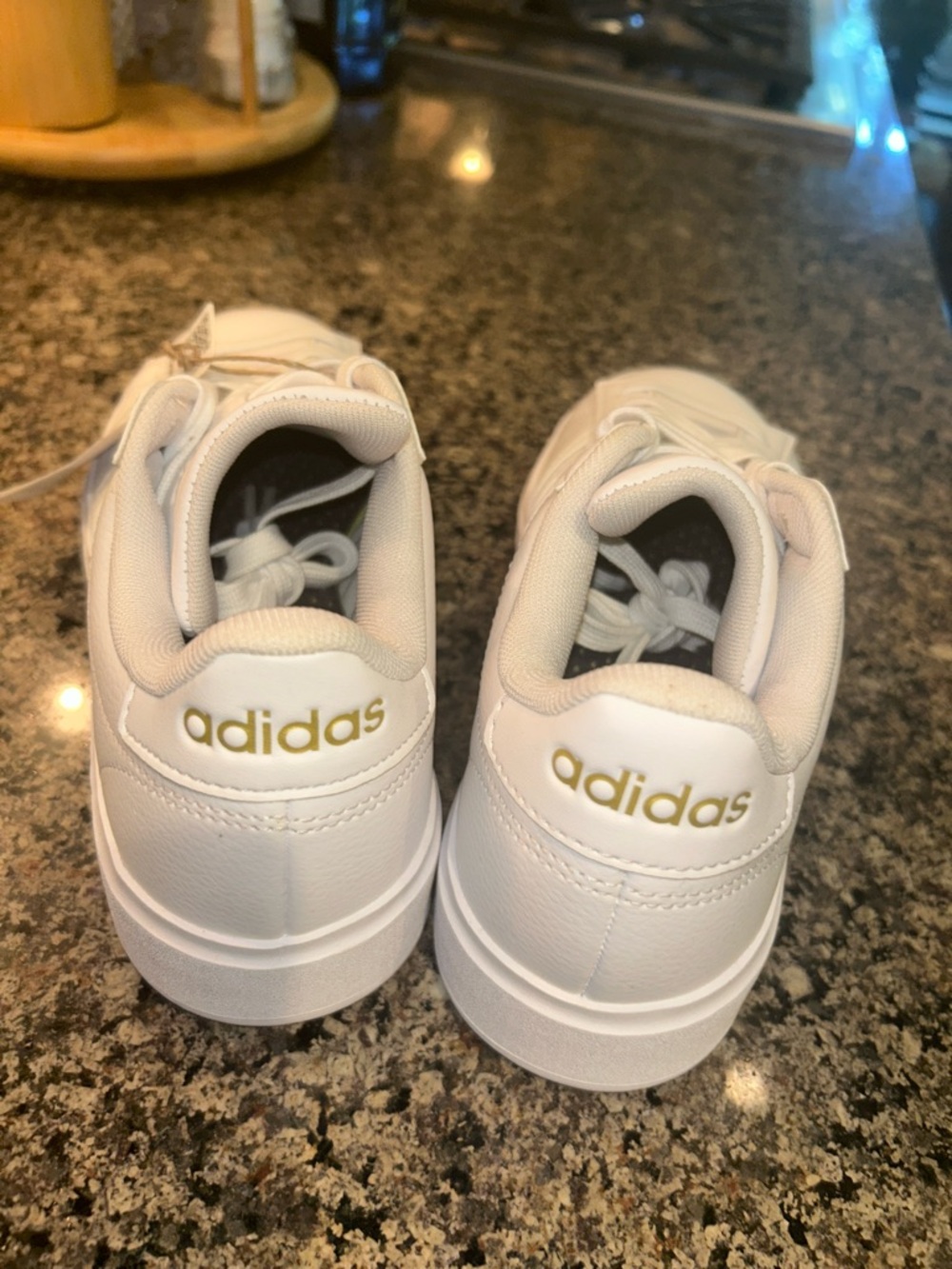 adidas Grand Court 2.0 White Low-Top Sneakers with Gold Logo Accents - Picture 5 of 5